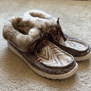 Hey Dude Britt Boho Chevron Faux Fur Lace Up Boot Women’s Size 7